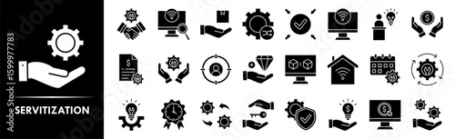 Servitization icon collection set. Containing design service, business, technology, online, internet
