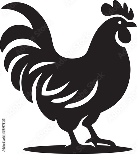 Silhouette of chicken hen vector icon