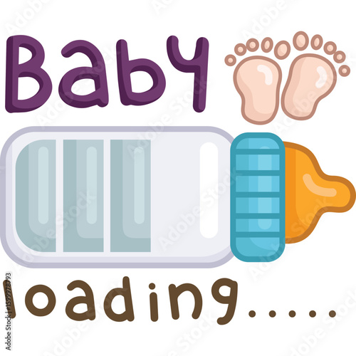 a vector of baby loading text