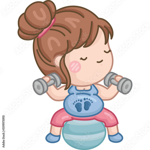 a vector of a pregnant woman exercising