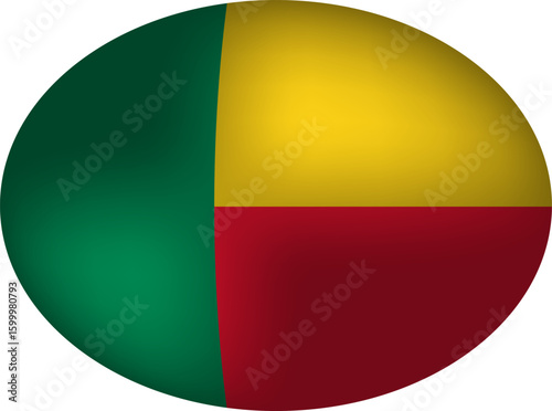 Free Download Benin Flag Oval - West African National Symbol on Egg-shaped Sphere Badge - GFXLoad