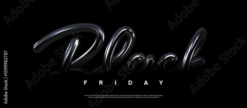 Black Friday Sale banner template. Black Friday typography design for decoration promotional discount event. Vector illustration with dark 3d symbol for decoration sale banner, card, poster, ads.