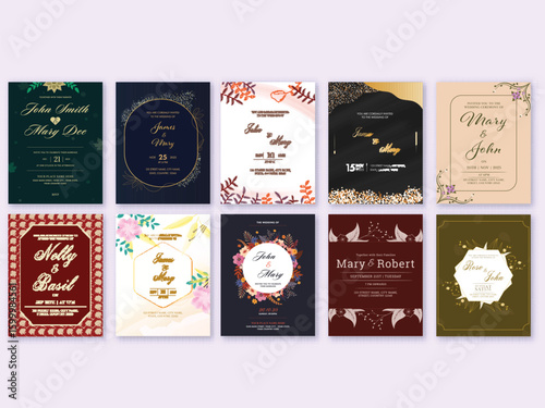 Elegant Wedding Invitation Card Set in Various Design and Color Options.