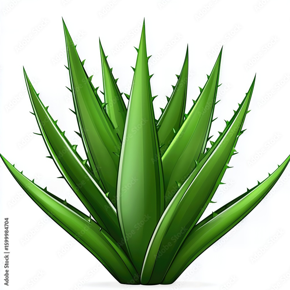 Obraz premium Vibrant Green Aloe Vera Plant Isolated on White