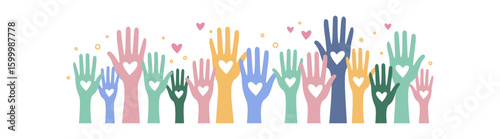 Hand reaching heart, support charity, giving and sharing, teamwork, community care, assistance, diversity, silhouette, human arm, graphic illustration, ethnic background, transparent background.