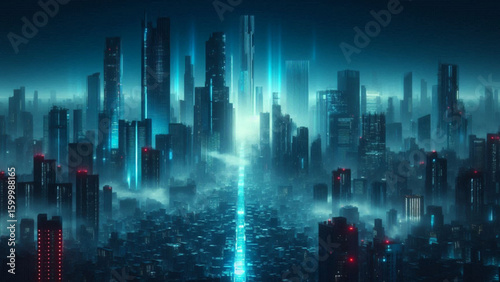 City of Lights: A mesmerizing digital artwork depicting a futuristic cityscape, bathed in an ethereal glow and showcasing the promise of technological innovation.