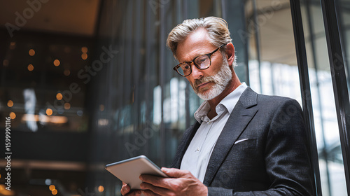 Older Man in Business Suit with Glasses and Beard