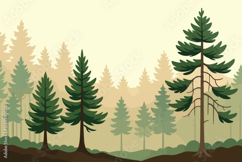 green forest background. Vector