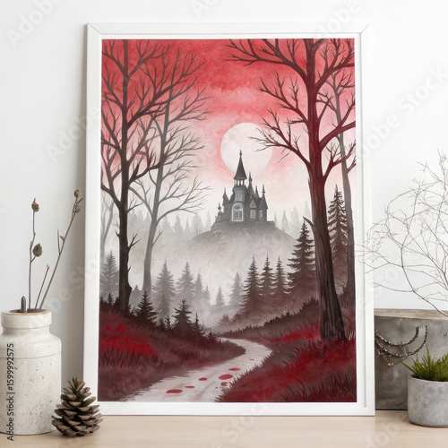 4K Castle Painting in the Forest