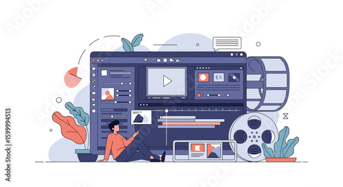 Creative digital video editing software interface for professional content creation and production