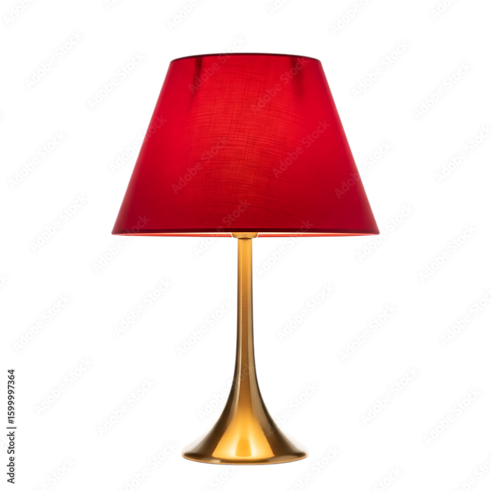Obraz premium Red table lamp with a gold base.
