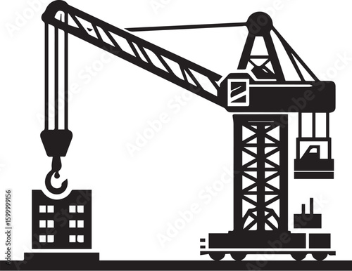 hydraulic crane icon black silhouette vector illustration