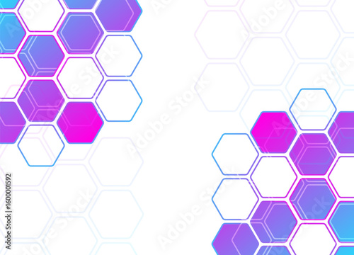 Geometric hexagon banner design. Abstract hexagonal futuristic honeycomb pattern