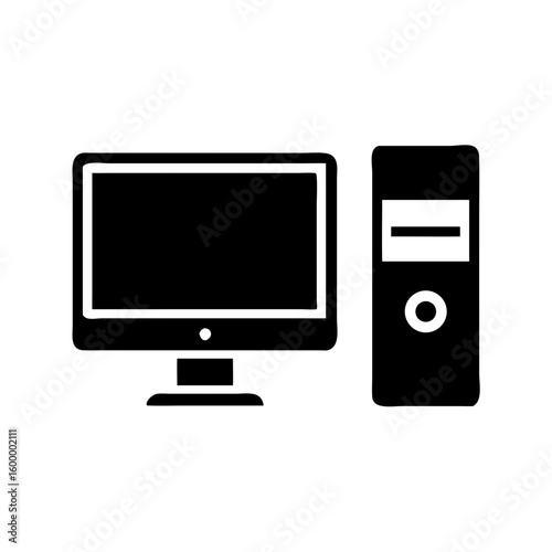 desktop computer personal PC flat vector icon