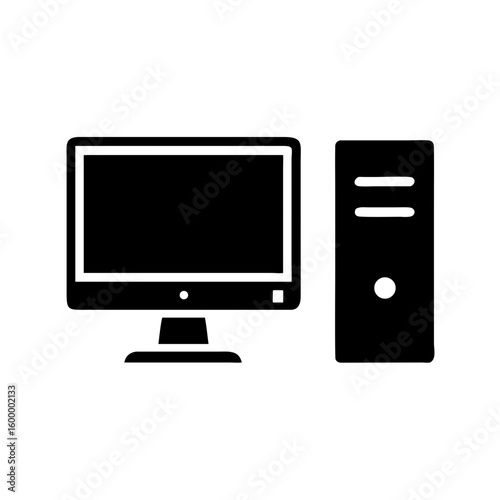 desktop computer personal PC flat vector icon