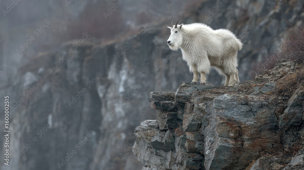Fototapeta premium Mountain goat on a rocky cliff
