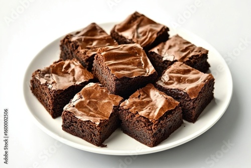 Wallpaper Mural Brownies on White Background: Tempting and Delicious Plate of Chocolate Goodness Isolated Torontodigital.ca