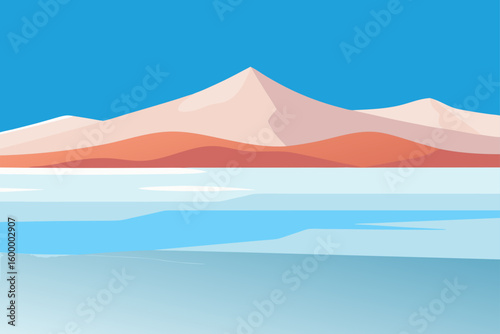 salt flat with distant mountains