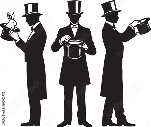 Magician with top hat and rabbit tuxedo bow tie