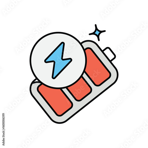 fast charger color line icon with white background vector stock illustration