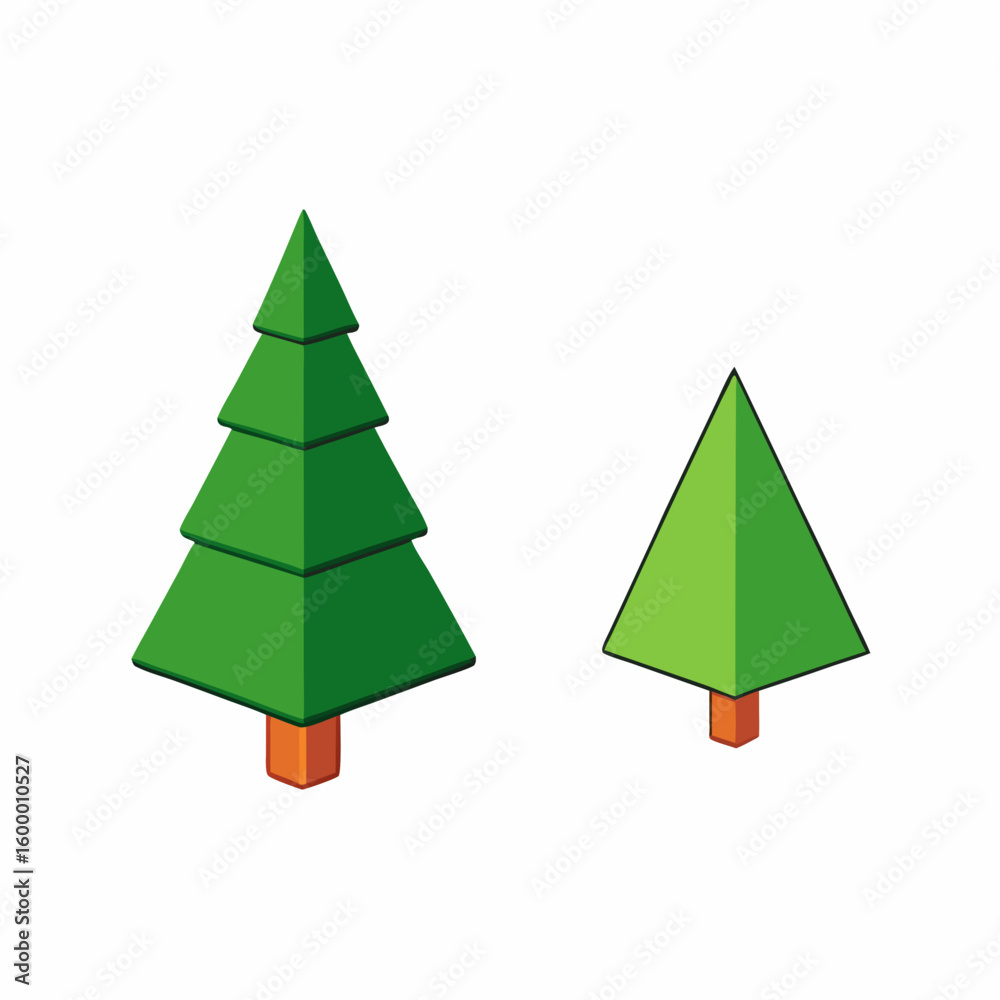 Fototapeta premium Christmas Tree in Flat and 3D Style on White Background vector illustration
