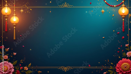 A festive Indian greeting card with gold accents and delicate designs suitable for celebrations like Diwali or weddings, warm and inviting, 4K and HD image.