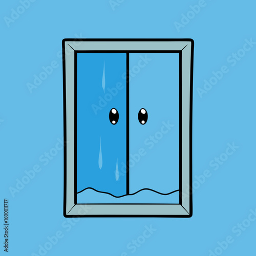 Frosted Window with Winter Ice vector illustration