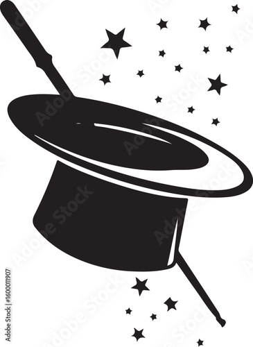 Magic hat with wand and stars illusion