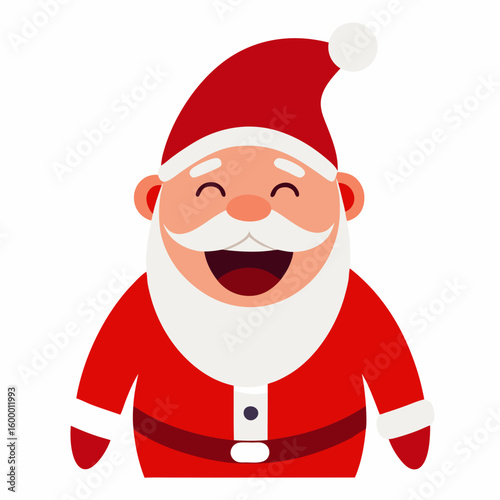 Happy Santa Claus Laughing on a White Background vector illustration