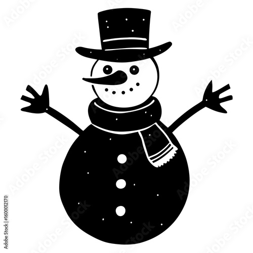 Snowman Doing a Winter Activity on White Background vector illustration