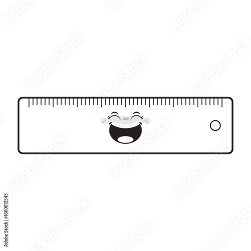line ruler laughing face cartoon cute