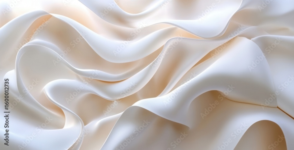 Obraz premium Delicate Waves of Creamy Satin Fabric Intertwined in a Luxurious Display of Softness and Elegance, Perfect for Textiles and Fashion Design