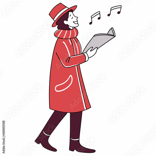 Christmas Caroler on White Background vector illustration