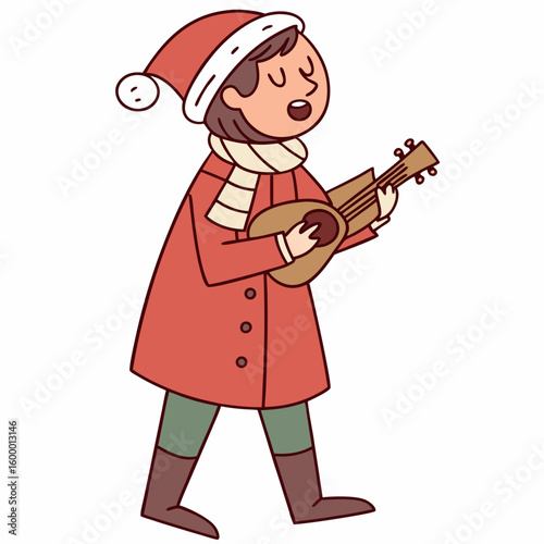 Christmas Caroler Graphic on White Background vector illustration
