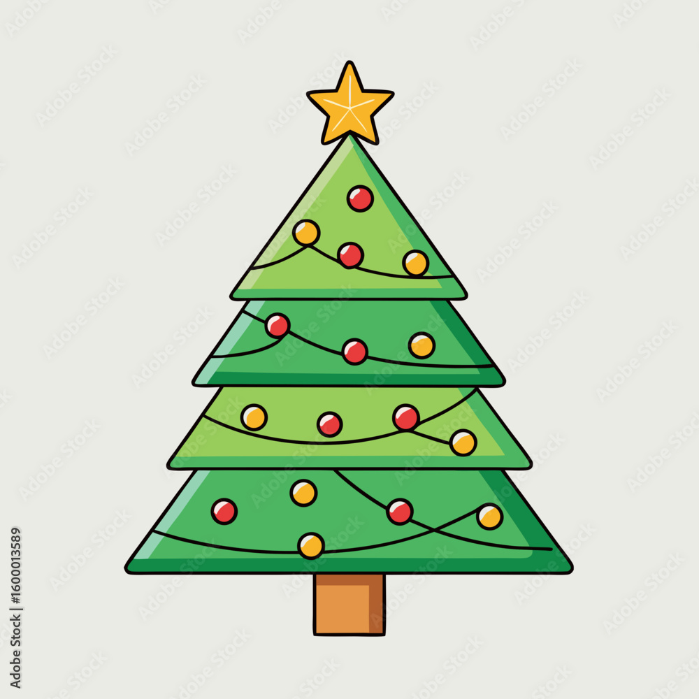 Obraz premium Flat Style Christmas Tree Icon vector illustration