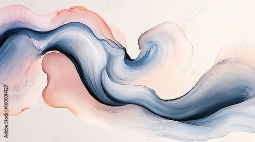 Soft Pastel Watercolor Swirls Abstract Art Design, Elegant Fluid Motion on White Background, Ideal for Illustrations, Vector, and High-Resolution Applications