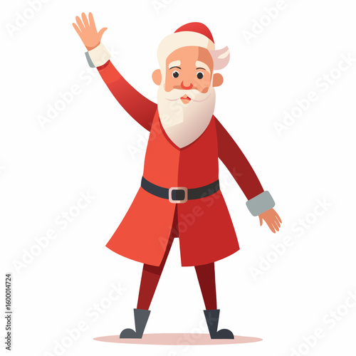 Santa Claus in Waving Pose on White Background vector illustration