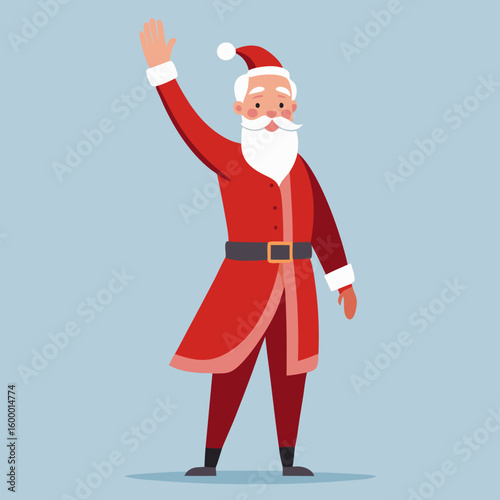 Friendly Waving Santa on a White Background vector illustration