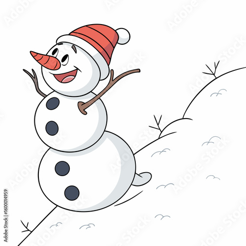 Snowman Doing a Winter Activity on White Background vector illustration