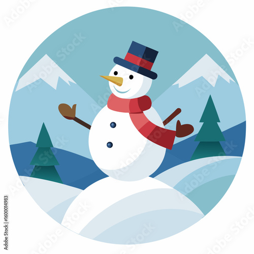Winter Snowman Activity on a White Background vector illustration