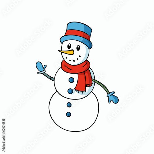 Active Snowman in Winter on a White Background vector illustration
