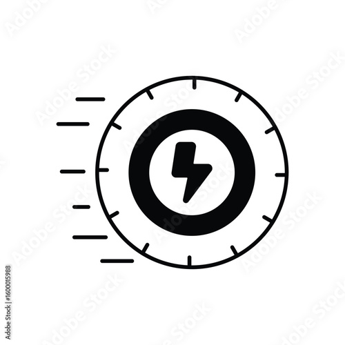 electric wheel glyph icon with white background vector stock illustration