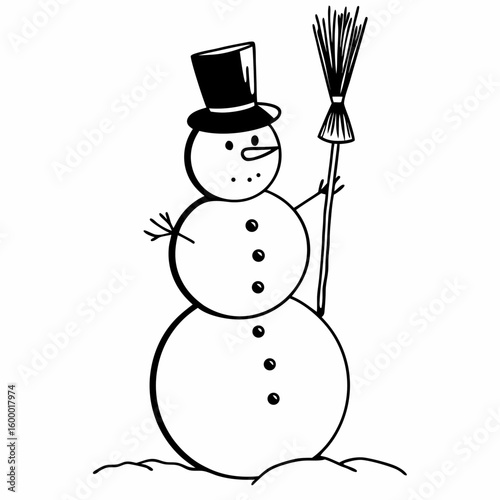 Snowman Doing a Winter Activity on White Background vector illustration