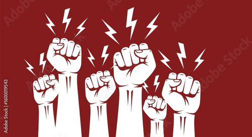 Raised fist revolution protest movement power vector illustration graphic design for social change