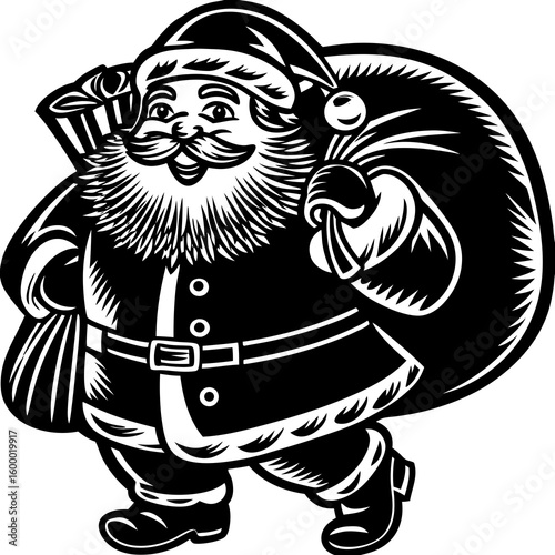 Santa Claus in Walking Pose on White Background vector illustration