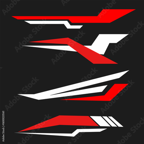 Futuristic Racing Stripes Sticker Set on Black Background