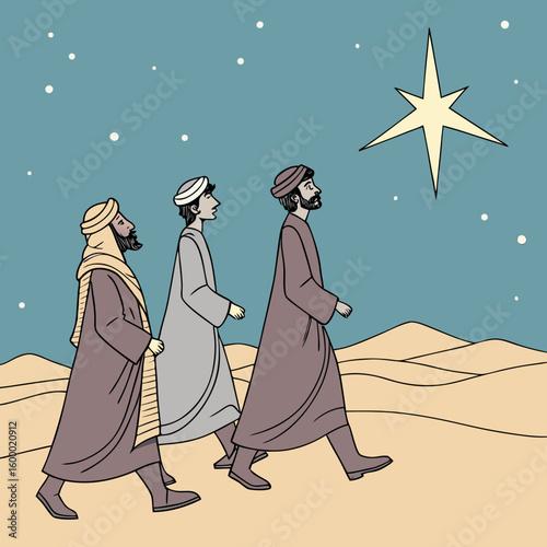 The Magi Following the Star vector illustration
