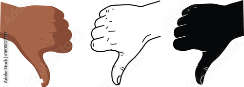 Thumbs down icon vector illustration set hand gesture dislike symbol negative feedback disapproval sign 100