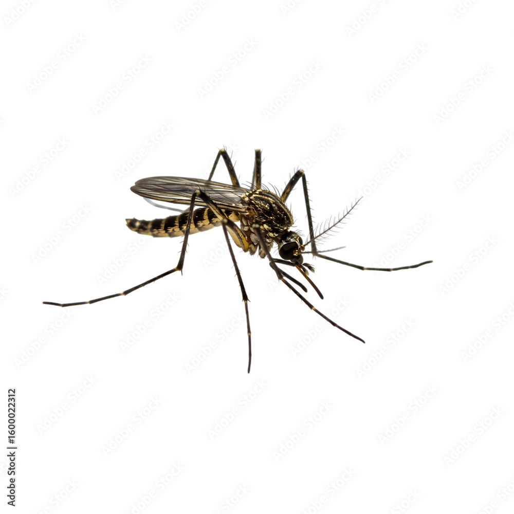 Fototapeta premium Detailed macro view of a mosquito isolated on transparent background