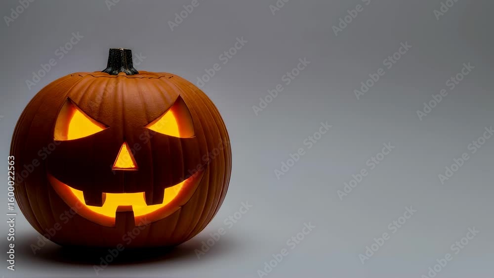 Jack o lantern Halloween pumpkin face glowing in darkness with flickering spooky light footage. Jack o lantern Halloween pumpkin face glowing in darkness with flickering spooky light footage.